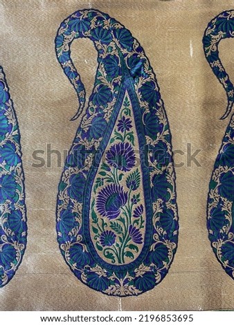 Mughal intricate design paisley motif with gold zari