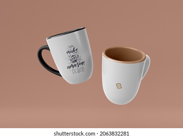 Mugs With Beautiful Words And A Pink Background