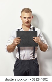 Mugshot Of Handsome Man On White