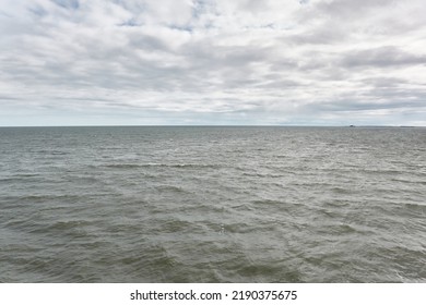 Muhu Strait, Estonia, Baltic Sea. Dramatic Sky, Storm Clouds, Water Surface Texture. Panoramic View. Nature, Eco Tourism, Weather Themes;