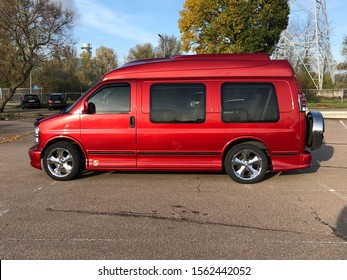 Muiden, The Netherlands - November 17, 2019: Chevrolet Express Work Van Parked On A Public Parking Lot. Nobody In The Vehicle.