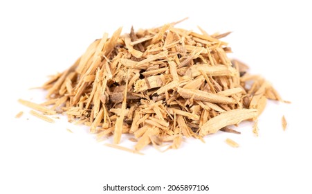 Muira Puama herbal tea, isolated on white background. Natural potency wood, medicinal plant, dry tea. Ptychopetalum olacoides. - Shutterstock ID 2065897106