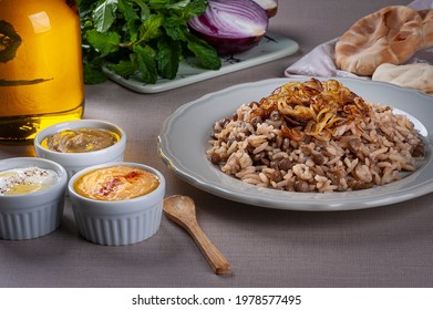 Mujaddara. Rice With Lentil A Vegetarian Dish Of Arabic Cuisine.