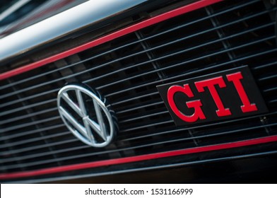 Mulhouse - France - 13 October 2019 - Closeup of black Volkswagen Golf GTI fort generation parked in the street
