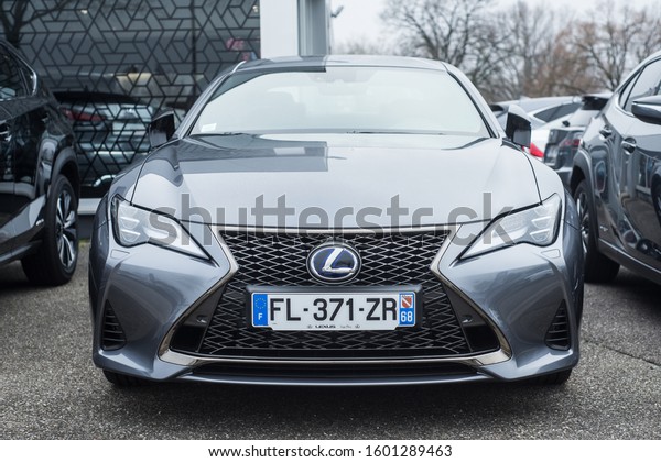 Mulhouse - France - 29 December 2019 -\
Front view of grey Lexus car parked in a\
retailer