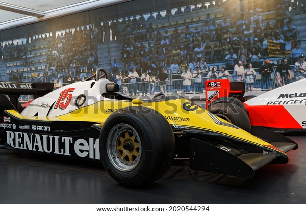 MULHOUSE, FRANCE, June 28,\
2021 : Renault formula 1. The Cité de l\'automobile or Schlumpf\
Collection houses the world’s largest collection of cars with more\
of 500 pieces.