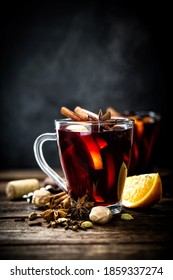Mulled Wine, Hot Warming Drink With Spices