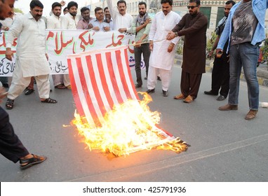 MULTAN, PAKISTAN - MAY 24: Members Of Civil Society Are Protesting Against US Drone Strike In Noshki Area Of Balochistan, On May 24, 2016 In Multan. 