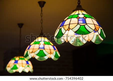 Multi color glass lamp . Interesting interior