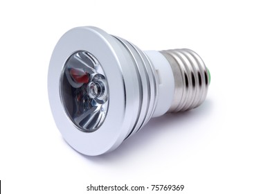 Multi Color LED Light Bulb Isolated On White Background, LED Flashlight