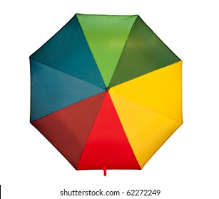 Multi Color Umbrella - Seen From Above And Isolated.