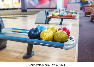 multi colored bowling balls