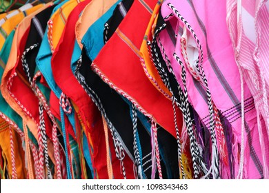 Multi colored clothing at the Walking Street Market in Sangkhlaburi, Thailand  - Shutterstock ID 1098343463