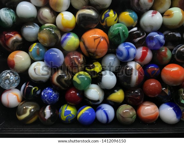 Multi Colored Marble Balls Wallpaper Decorative Stock Photo Edit