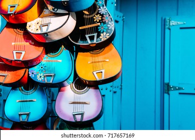 multi colored mexican guitars