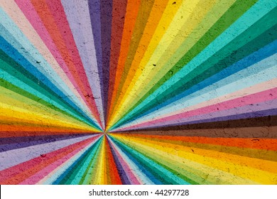 multi colored rainbow painted wall