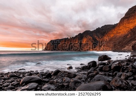 Similar – Image, Stock Photo Majestic cliffs at Playa de las Catedrales beach in Spain