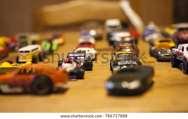 Multi Colored Toy Cars Lined On Stock Photo Edit Now