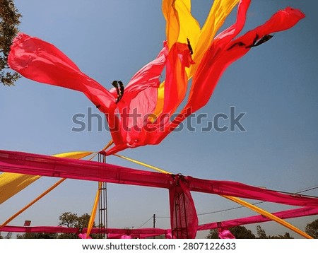 multi colour cloth waving in a wind.