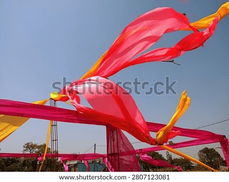 multi colour cloth waving in a wind.
