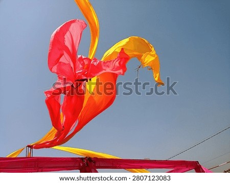 multi colour cloth waving in a wind.