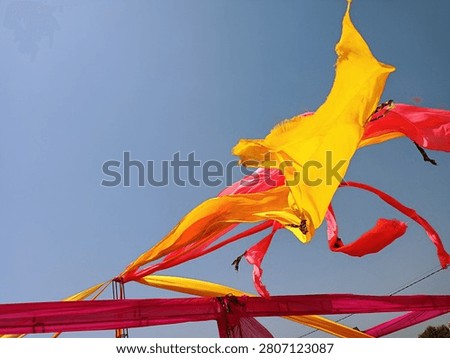 multi colour cloth waving in a wind.