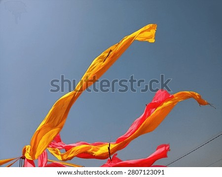 multi colour cloth waving in a wind.