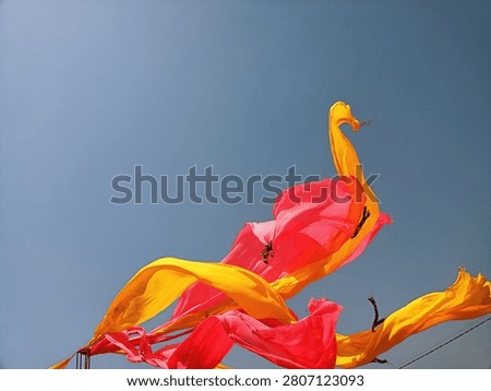 multi colour cloth waving in a wind.