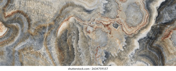 Multi Coloured Marble Texture Background, Natural Rough Stone With Brown, Gold and Aqua Green Colours, Wavy and Curly Huge Colourful Veins, Mineral Gemstone Pattern for Ceramic Tiles Design