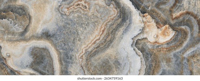 Multi Coloured Marble Texture Background, Natural Rough Stone With Brown, Gold and Aqua Green Colours, Wavy and Curly Huge Colourful Veins, Mineral Gemstone Pattern for Ceramic Tiles Design