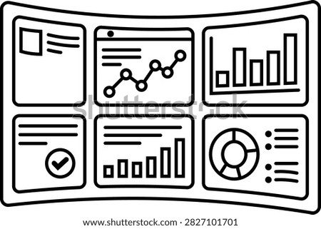 multi dashboard data analytics screen clipart vector outline