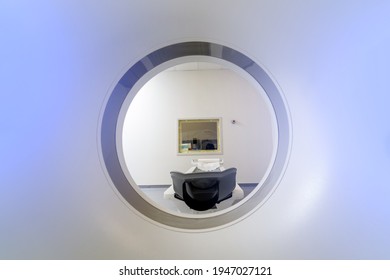 Multi Detector CT Scanner. Computed Tomography. Clipping Path. Front View. Medical Technology Concept. Modern Medical Equipment In Clinic.