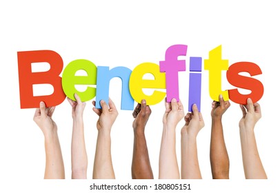 Multi Ethnic People Holding The Word Benefits - Shutterstock ID 180805151