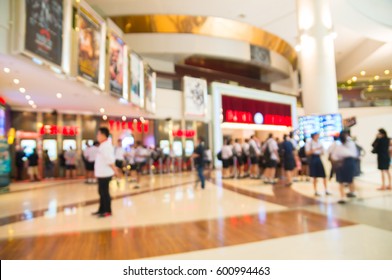 Multi Ethnicity And Age People Attendance, Male And Female, Wait To Enter Cinema Or Movie Theater And Buy Ticket At Box Office At Theater Lobby Hall