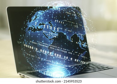 Multi exposure of abstract graphic coding sketch with world map on modern computer background, big data and networking concept - Powered by Shutterstock - Get 15% off with code: PIKWIZARD15