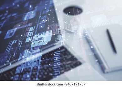 Multi exposure of abstract graphic coding sketch on modern computer background, big data and networking concept - Powered by Shutterstock - Get 15% off with code: PIKWIZARD15