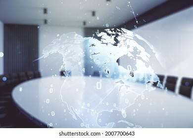 Multi exposure of abstract software development hologram and world map on a modern meeting room background, global research and analytics concept - Powered by Shutterstock - Get 15% off with code: PIKWIZARD15