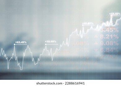 Multi exposure of abstract virtual financial graph hologram on blurry modern office building background, forex and investment concept - Powered by Shutterstock - Get 15% off with code: PIKWIZARD15