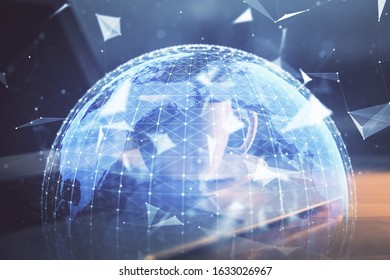 Multi exposure of business theme icons and work space with computer background. Concept of success. - Shutterstock ID 1633026967