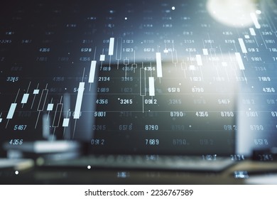 Multi exposure of creative statistics data hologram on laptop background, stats and analytics concept - Powered by Shutterstock - Get 15% off with code: PIKWIZARD15