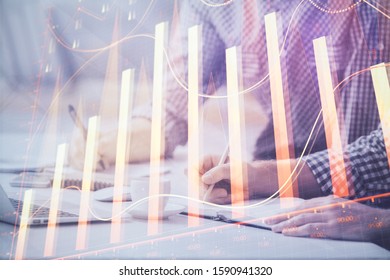 Multi exposure of forex chart with man working on computer on background. Concept of market analysis. - Shutterstock ID 1590941320