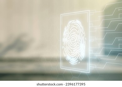 Multi exposure of virtual fingerprint scan interface on contemporary business center exterior background, digital access concept - Powered by Shutterstock - Get 15% off with code: PIKWIZARD15