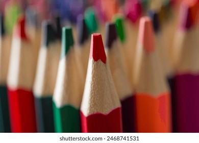 Multi Flat ends of color pencils background, Back to school, education concept.group of colored pencils close up picture. - Powered by Shutterstock