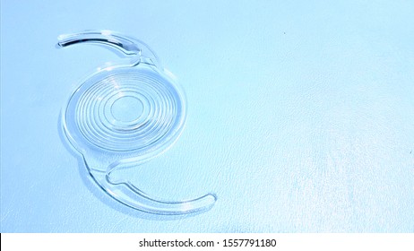 Multi focal intraocular lens on bright blue background