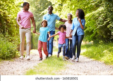 Multi Generation African American Family On Country Walk