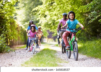 Multi Generation African American Family On Cycle Ride