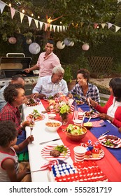 Multi Generation Black Family At 4th July Barbecue, Vertical