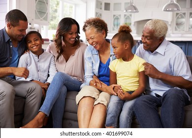 Multi Generation Black Family At Home