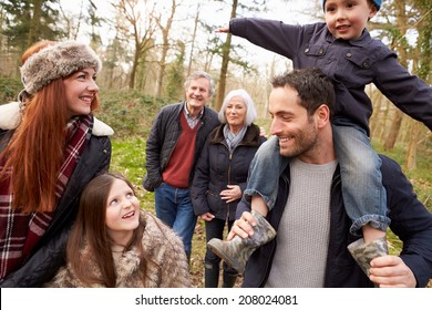 Multi Generation Family On Countryside Walk