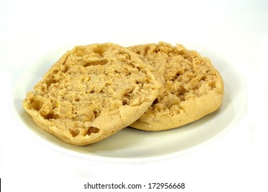 Multi Grain English Muffin On A White Background.